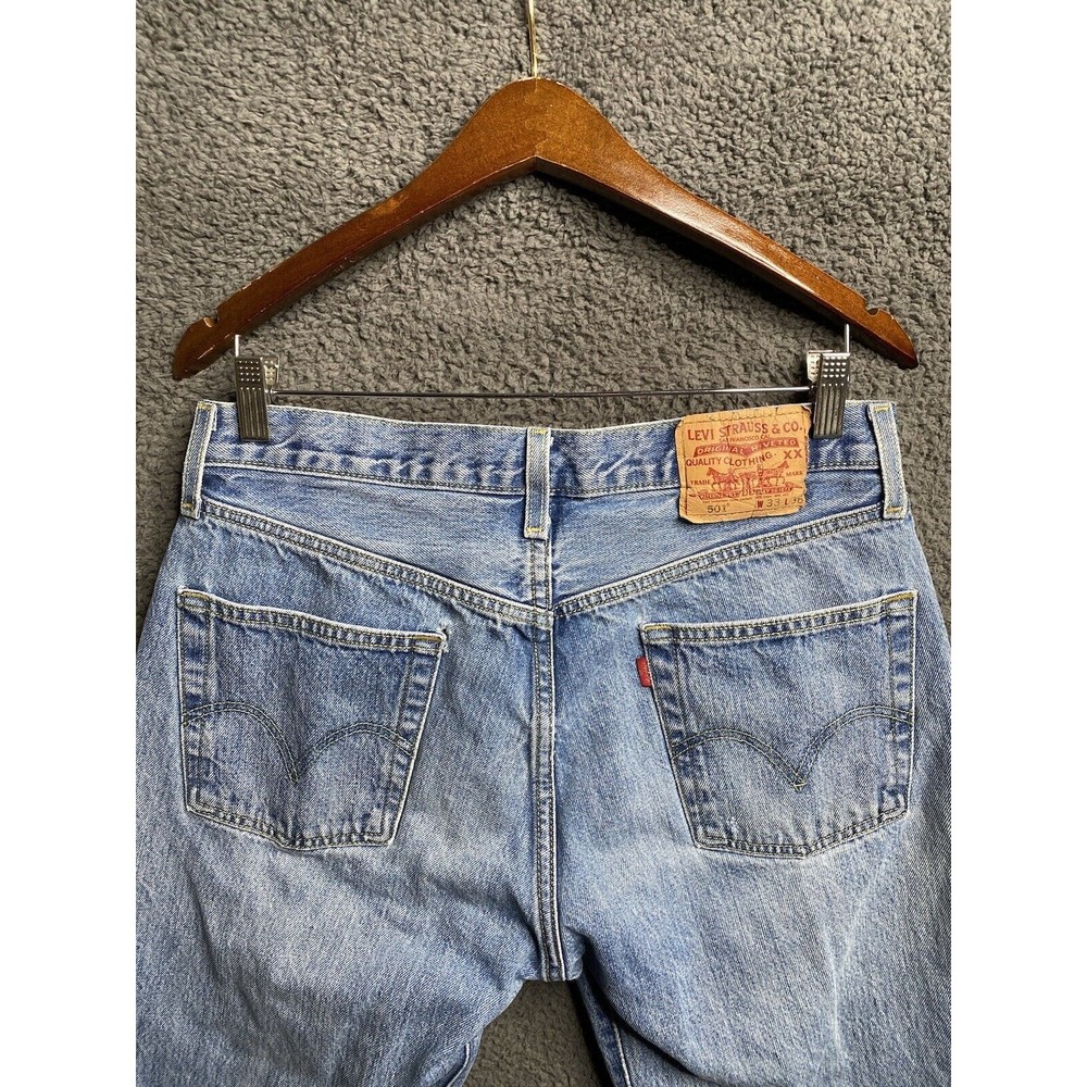Vintage Y2K Levi's 501 Button Fly Denim Jeans (measured 32x34) Light Wash - Picture 16 of 16